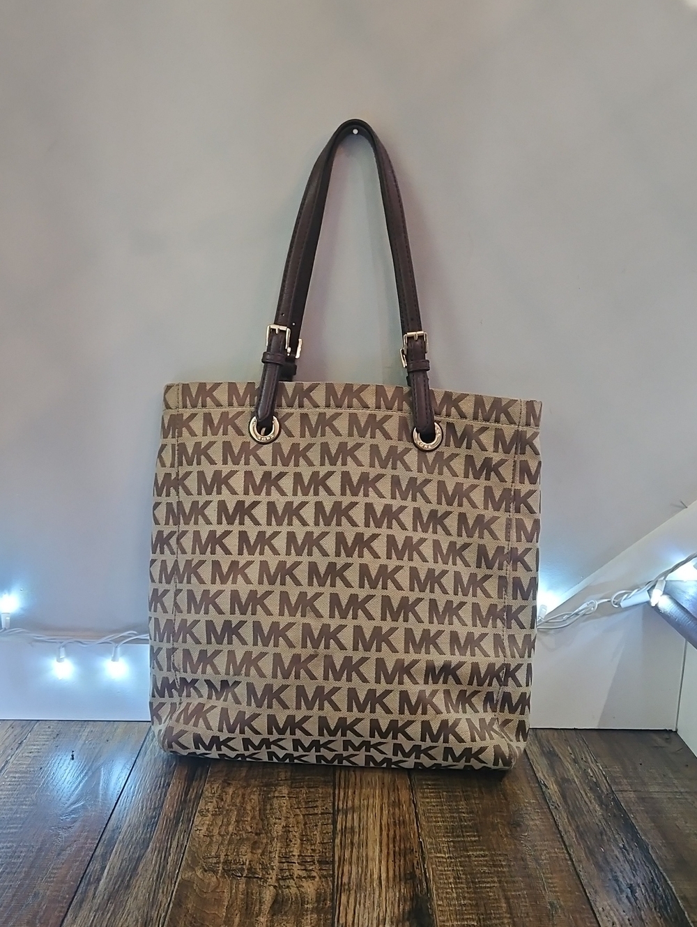 Michael Kors Large Tan and Brown MK Signature Tote